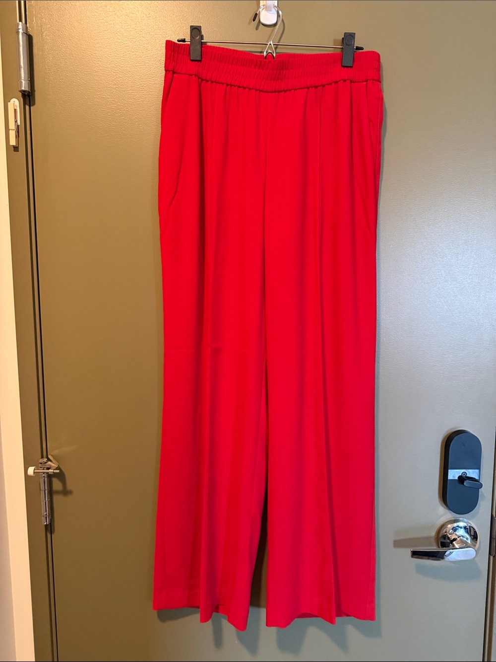 Express Wide-Leg Pull-On Pants in Bright Red